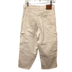 Levis Womens High Waisted Wide Leg Crop Cargo Jeans White Size 29 Utility Pants